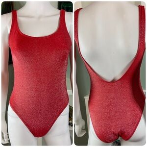 No Boundaries Shimmering glitter metallic Red swimsuit one piece medium M